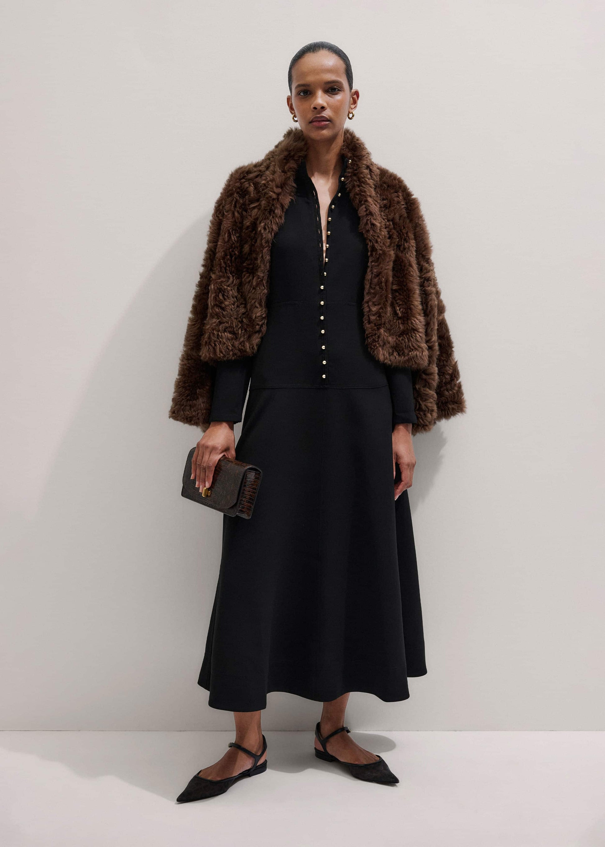 Black A-Line Feature Button Maxi Dress