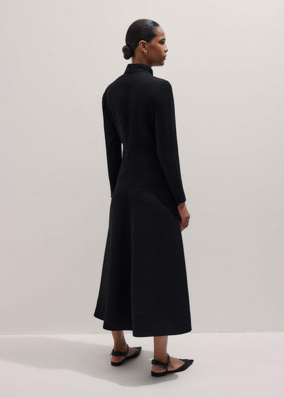 Black A-Line Feature Button Maxi Dress