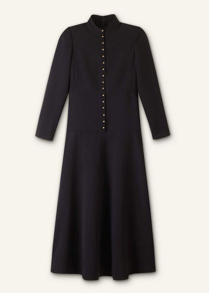 Black A-Line Feature Button Maxi Dress