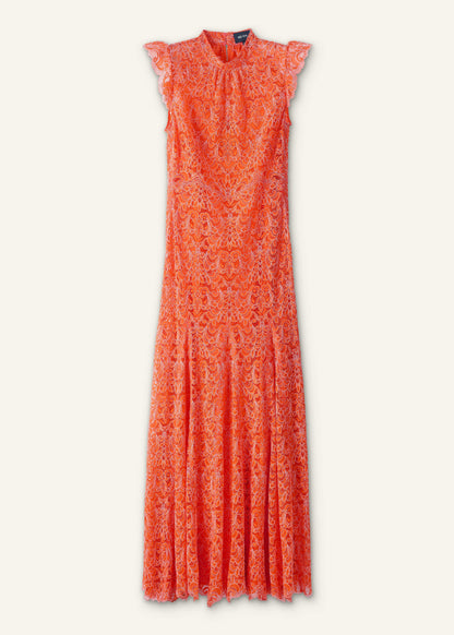 Orange Two Tone Full Length Dress