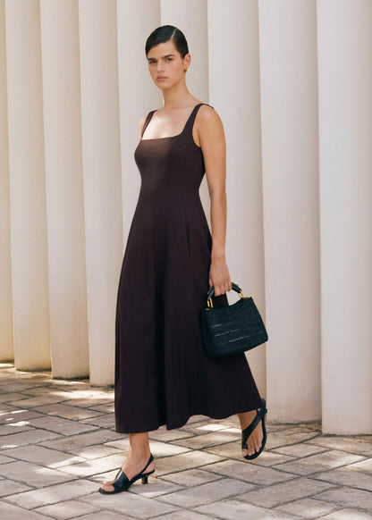 Red Contour Seam Fit + Flare Maxi Dress