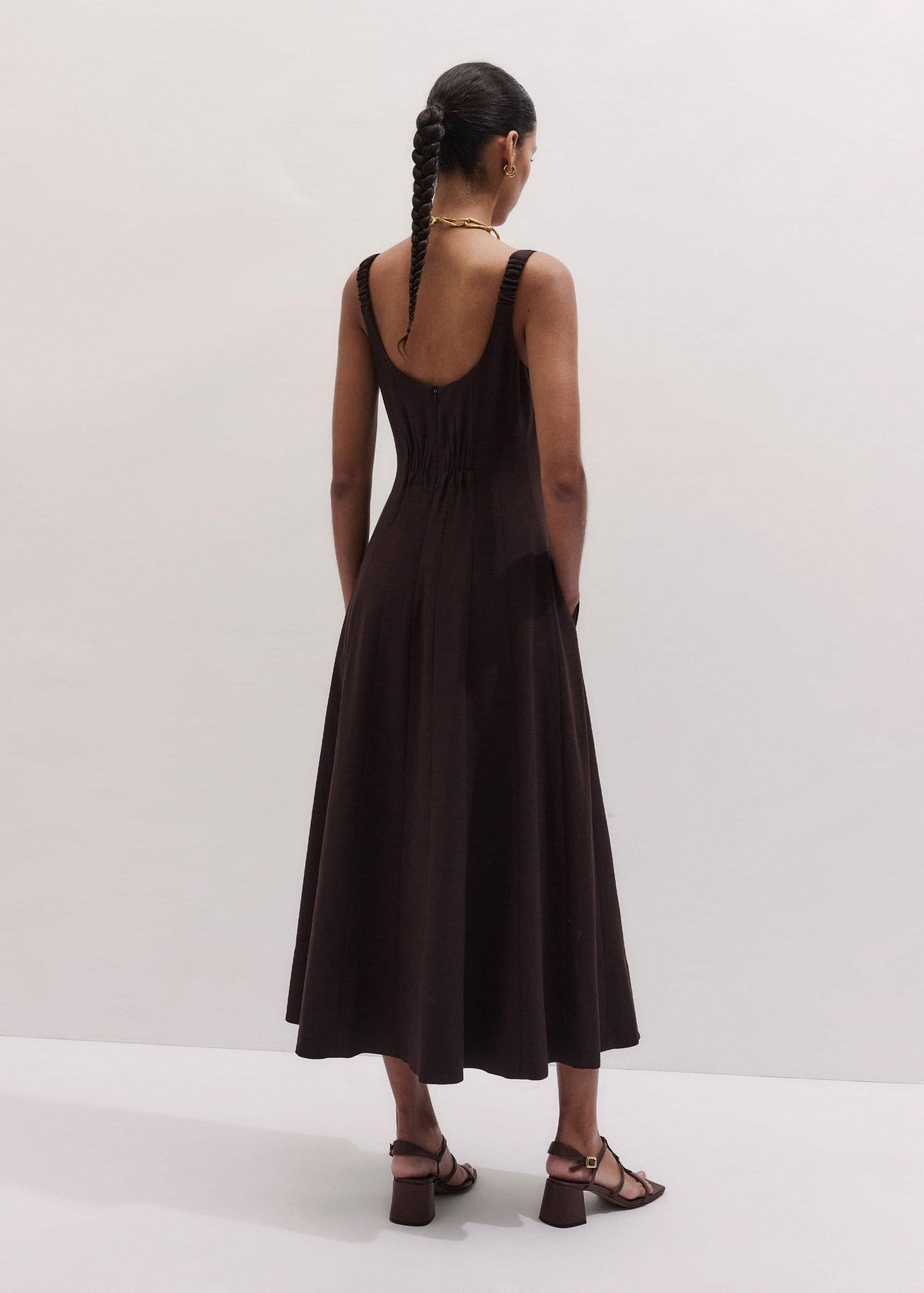 Red Contour Seam Fit + Flare Maxi Dress