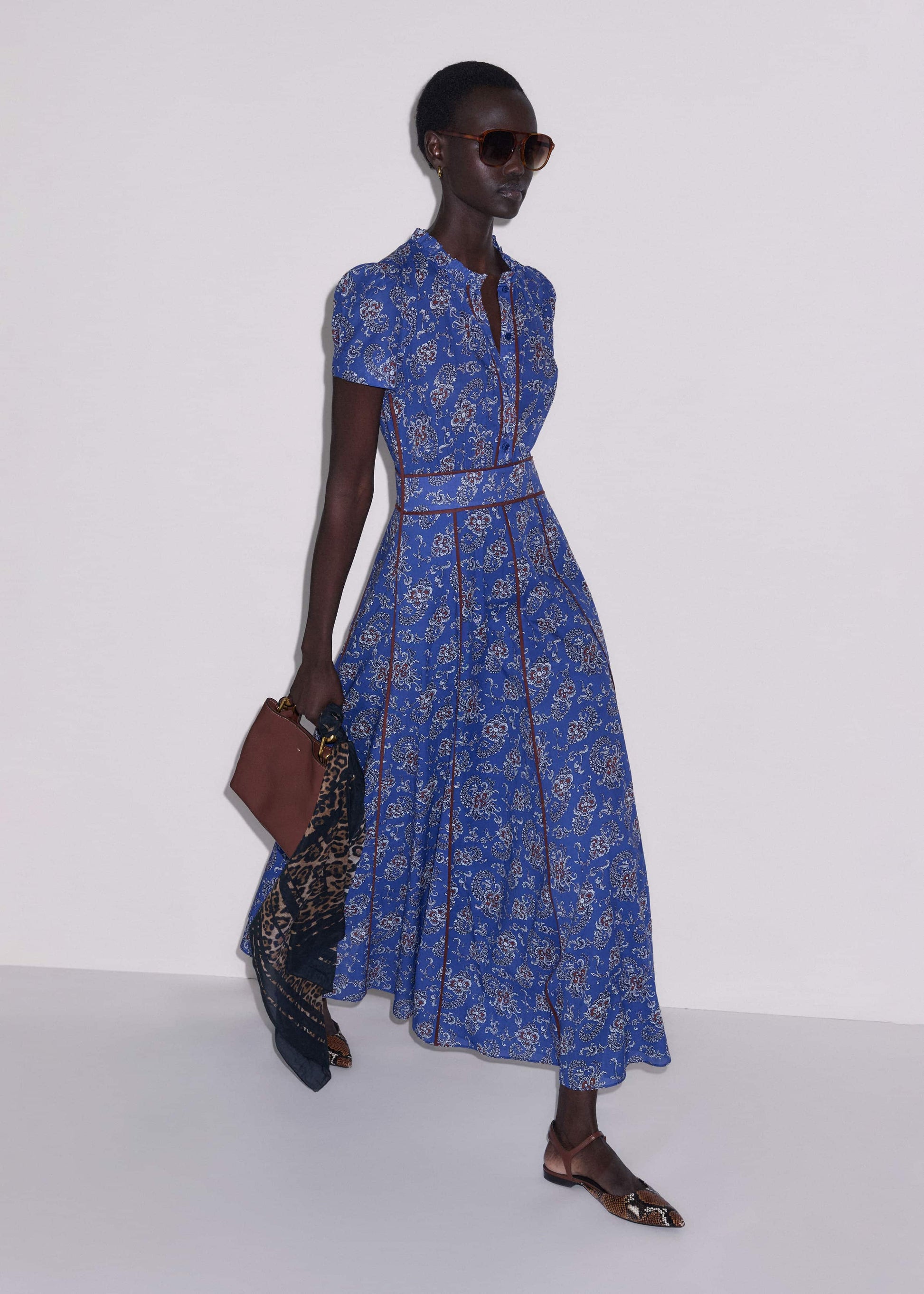 Blue Fit + Flare Maxi Dress