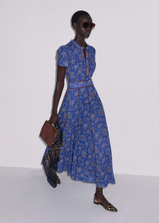 Blue Fit + Flare Maxi Dress
