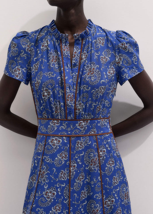 Blue Fit + Flare Maxi Dress