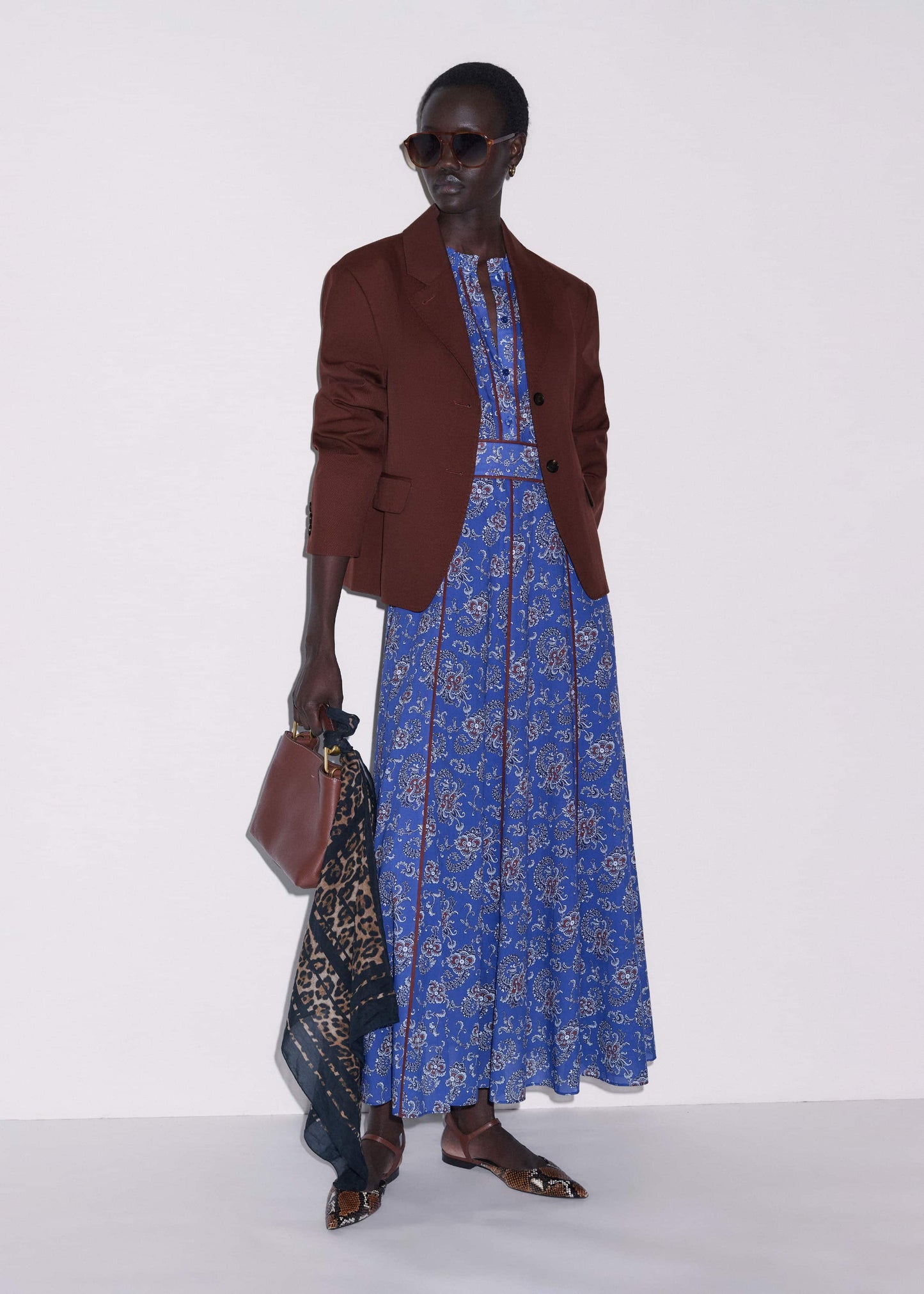 Blue Fit + Flare Maxi Dress