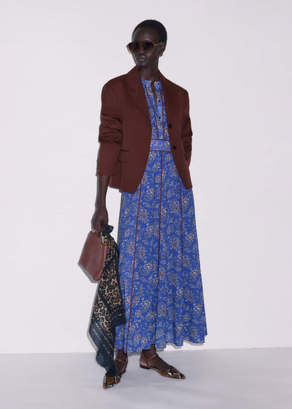 Blue Fit + Flare Maxi Dress
