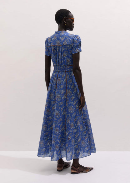 Blue Fit + Flare Maxi Dress