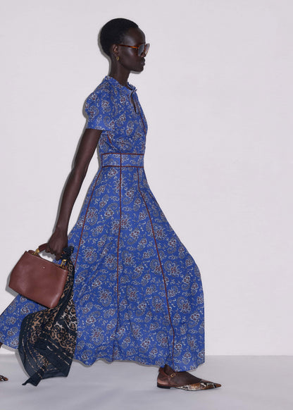 Blue Fit + Flare Maxi Dress