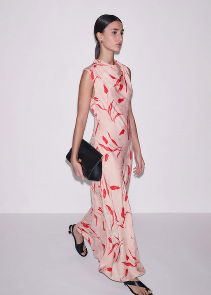 Pink Bias Cut Maxi Dress