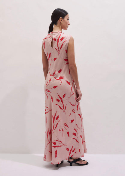 Pink Bias Cut Maxi Dress