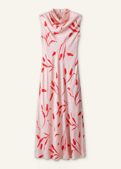 Pink Bias Cut Maxi Dress