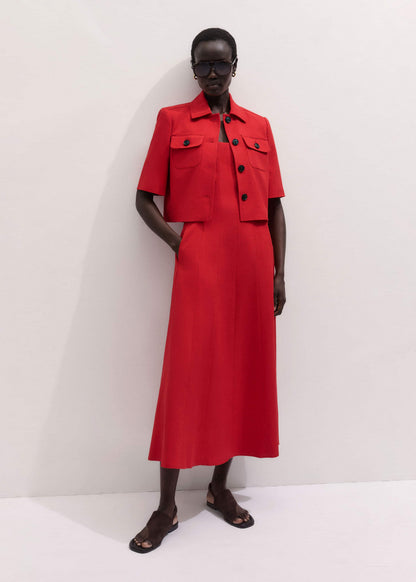 Red Contour Seam Fit + Flare Maxi Dress