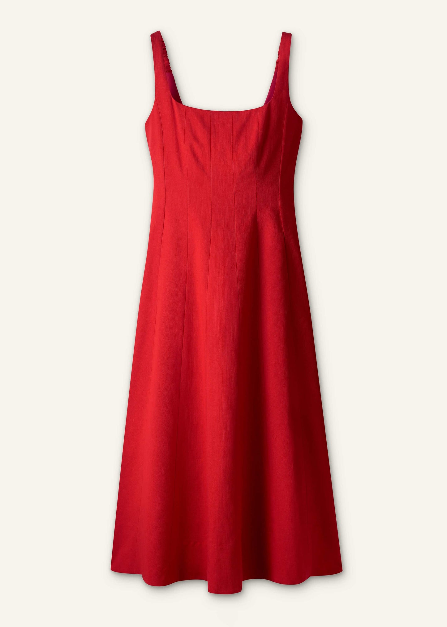 Red Contour Seam Fit + Flare Maxi Dress