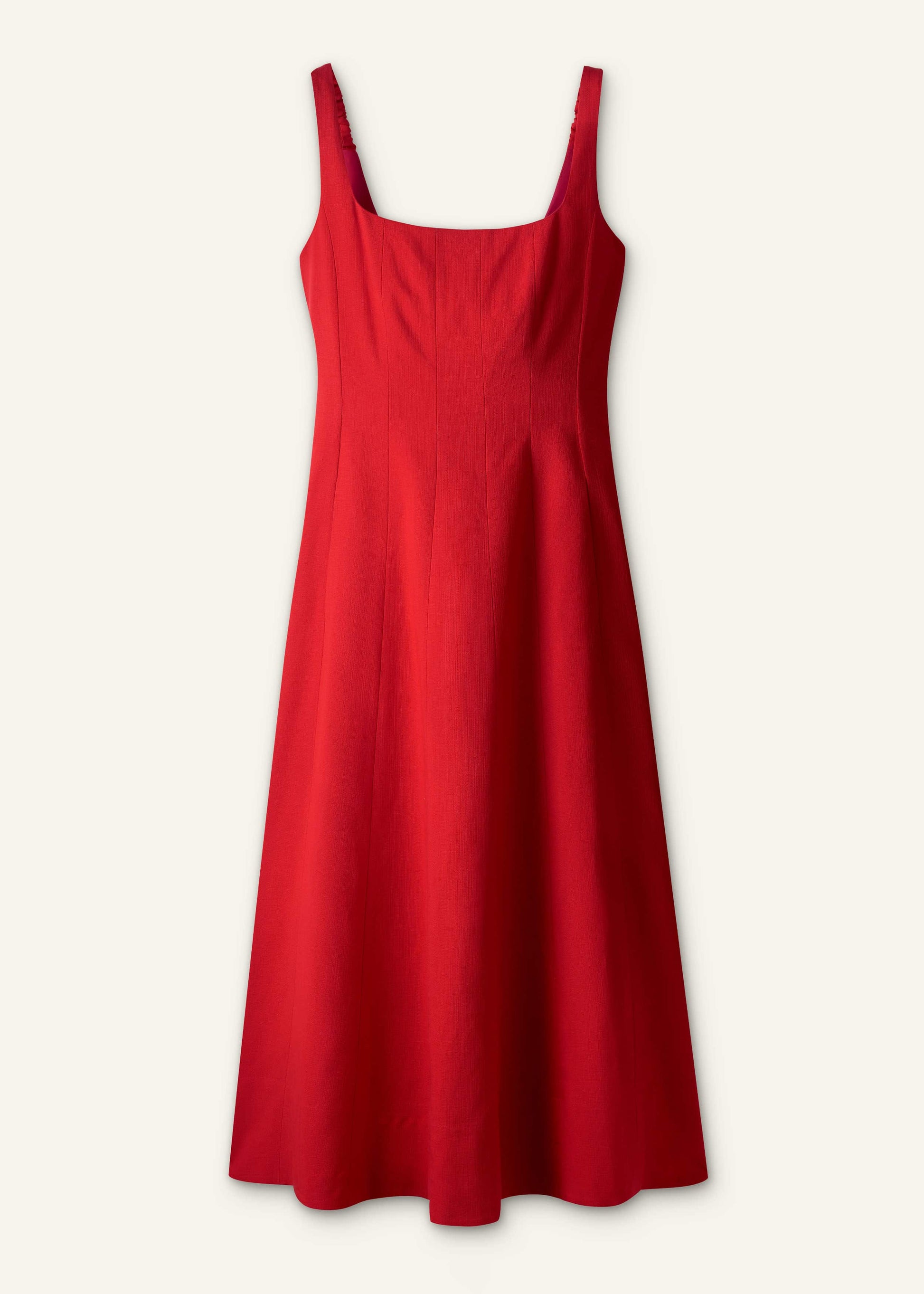 Red Contour Seam Fit + Flare Maxi Dress