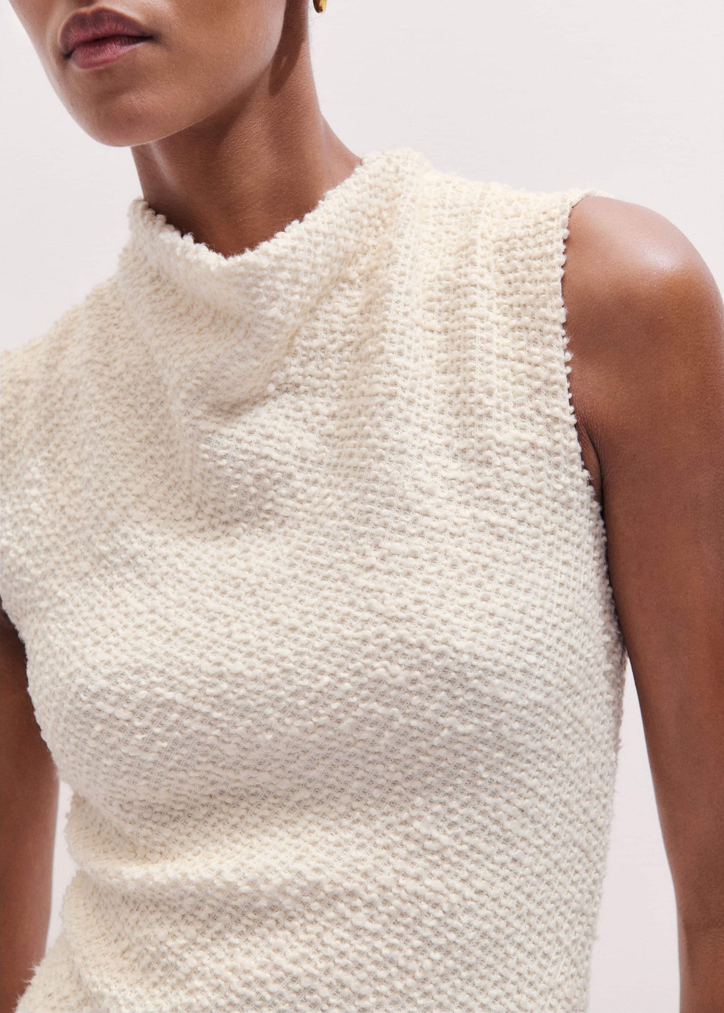 Cream Cowl Neck Fit and Flare Maxi Dress