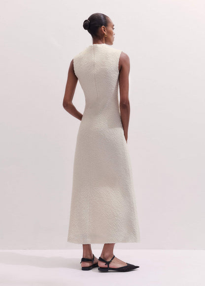 Cream Cowl Neck Fit and Flare Maxi Dress