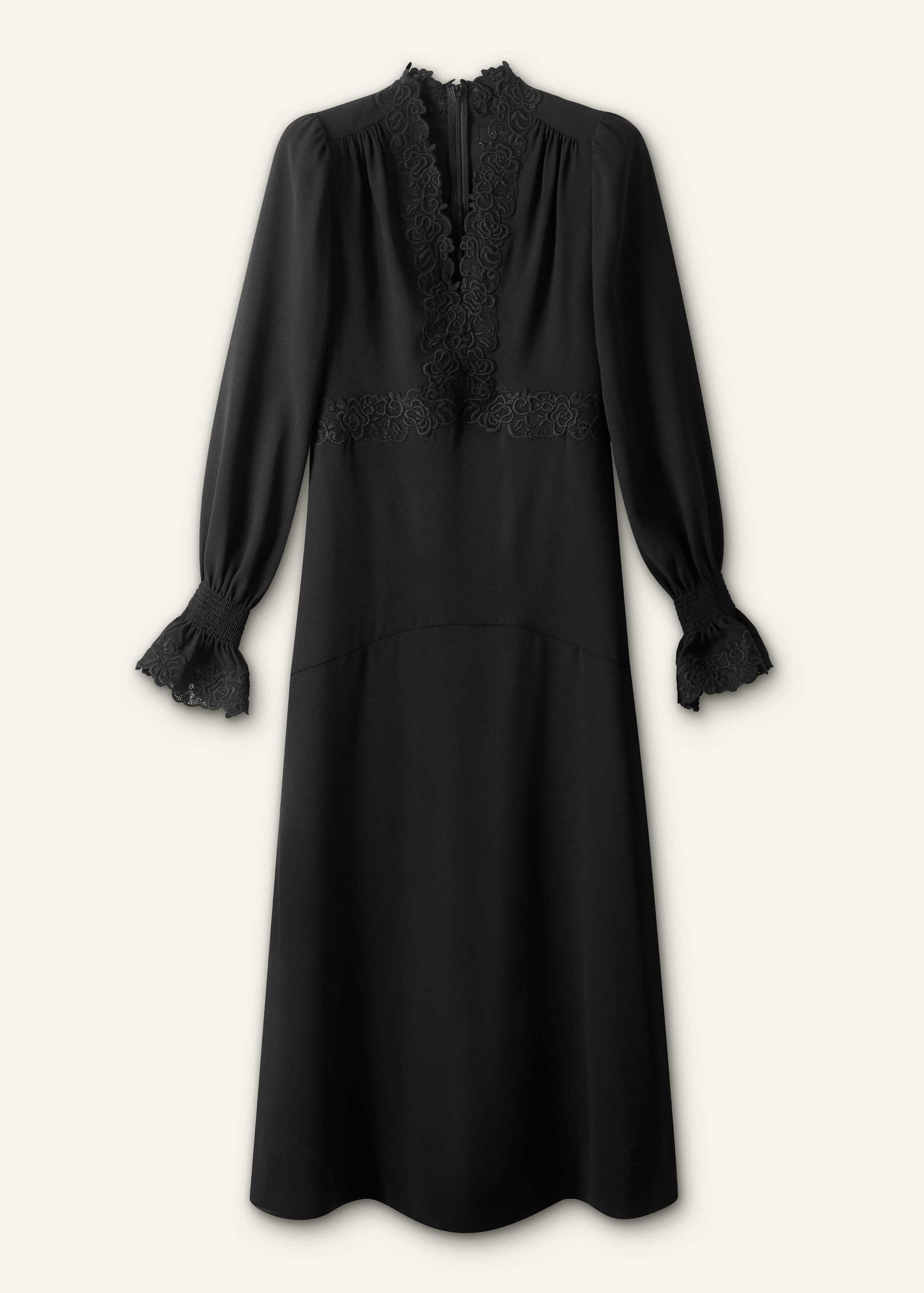 Black Fit + Flare Lace Detail Maxi Dress