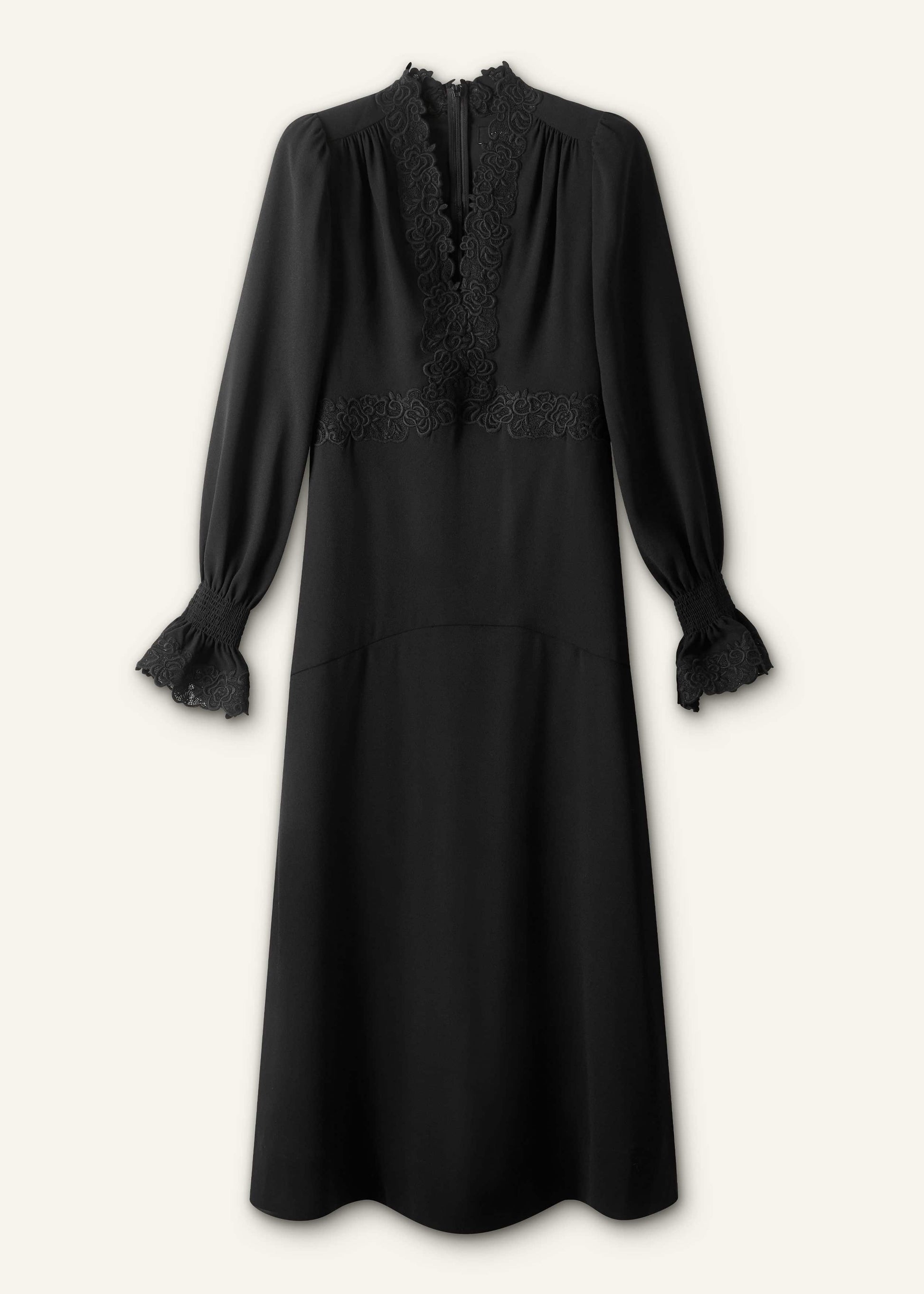 Black Fit + Flare Lace Detail Maxi Dress