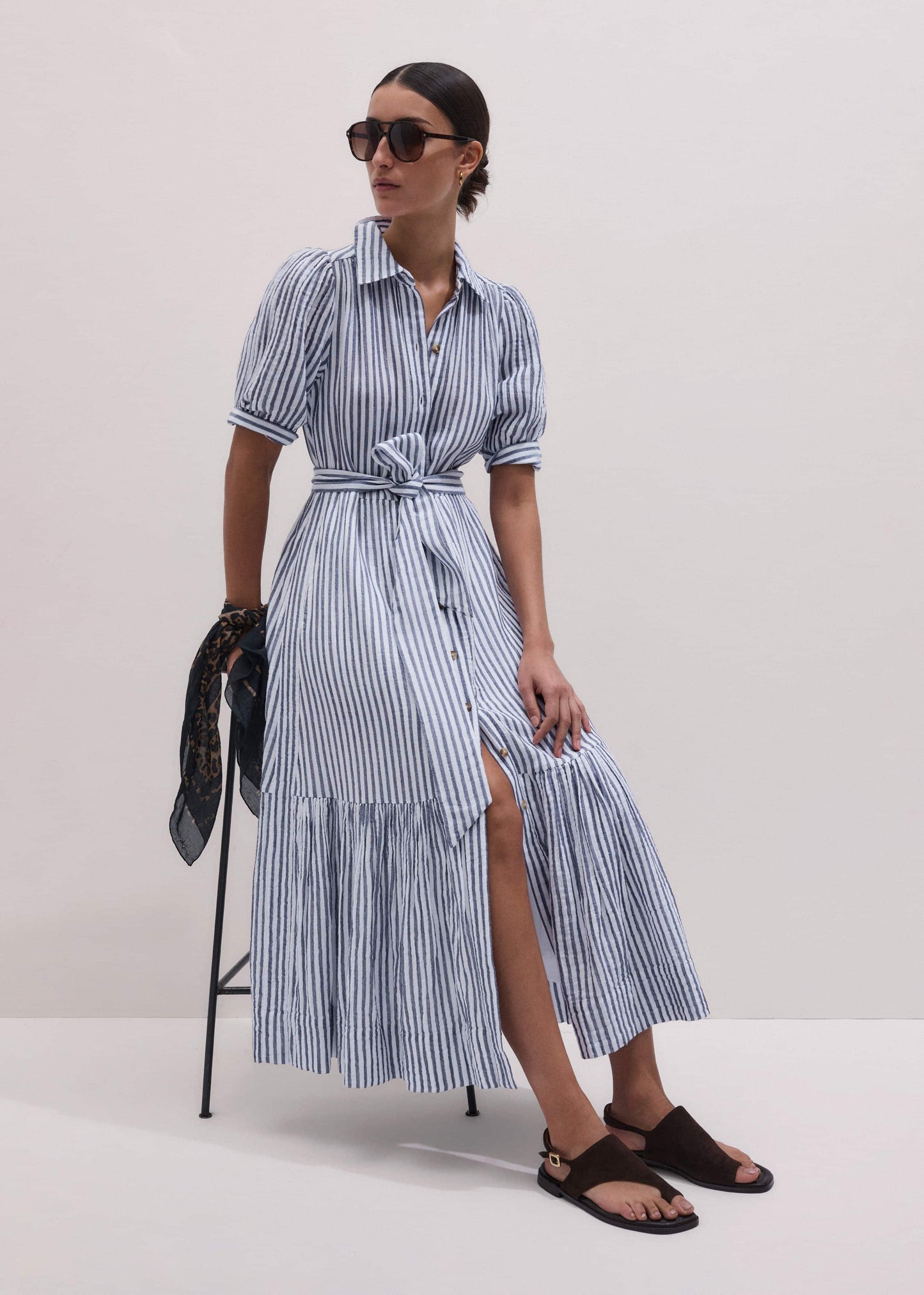 Navy Midi Shirt Dress