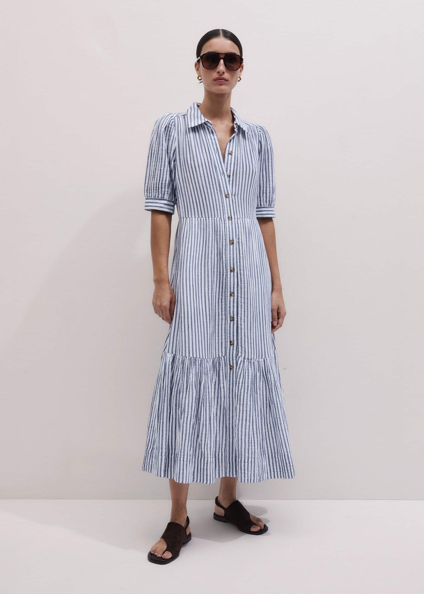 Navy Midi Shirt Dress