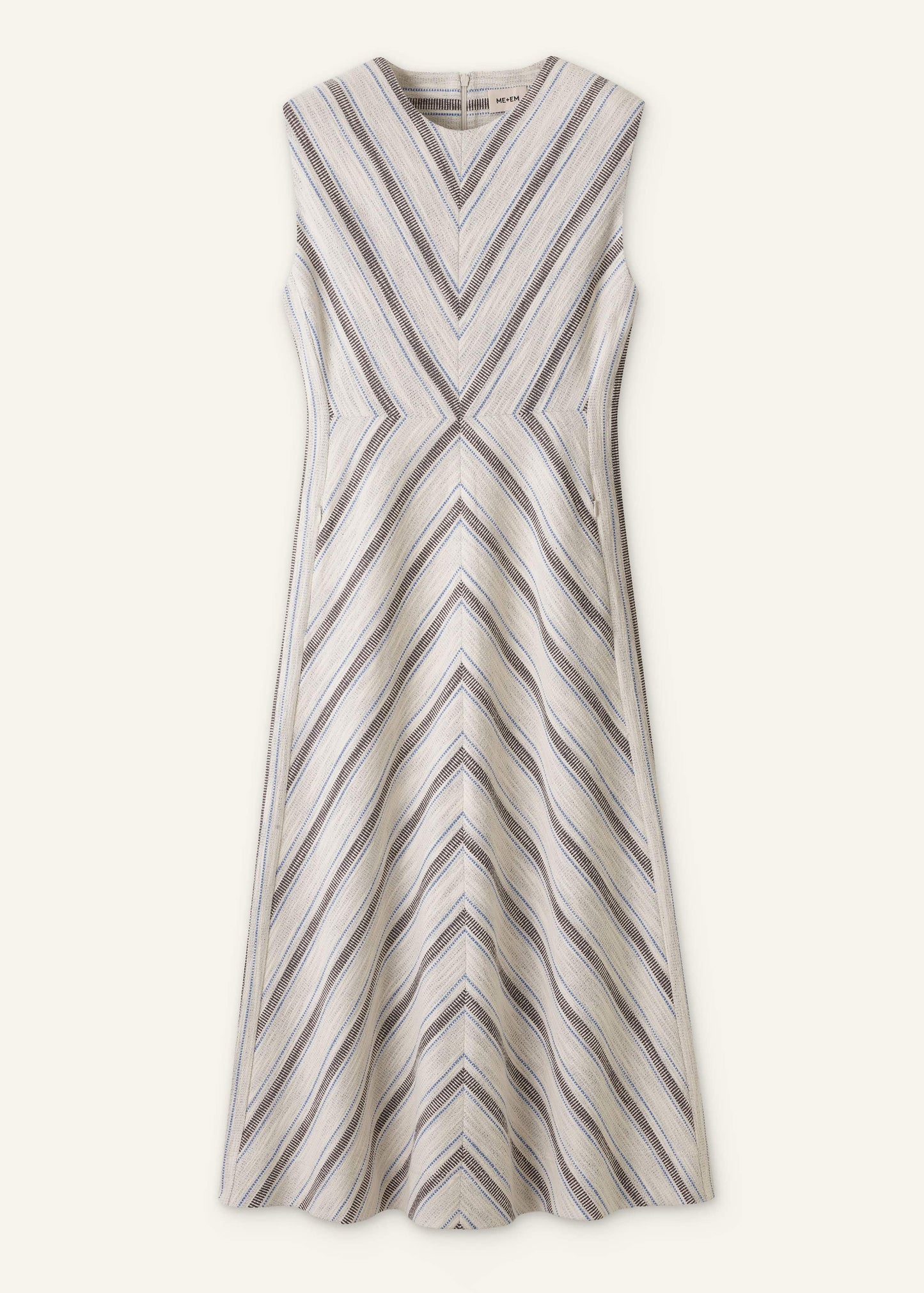 Light Cream Fit + Flare Midi Dress