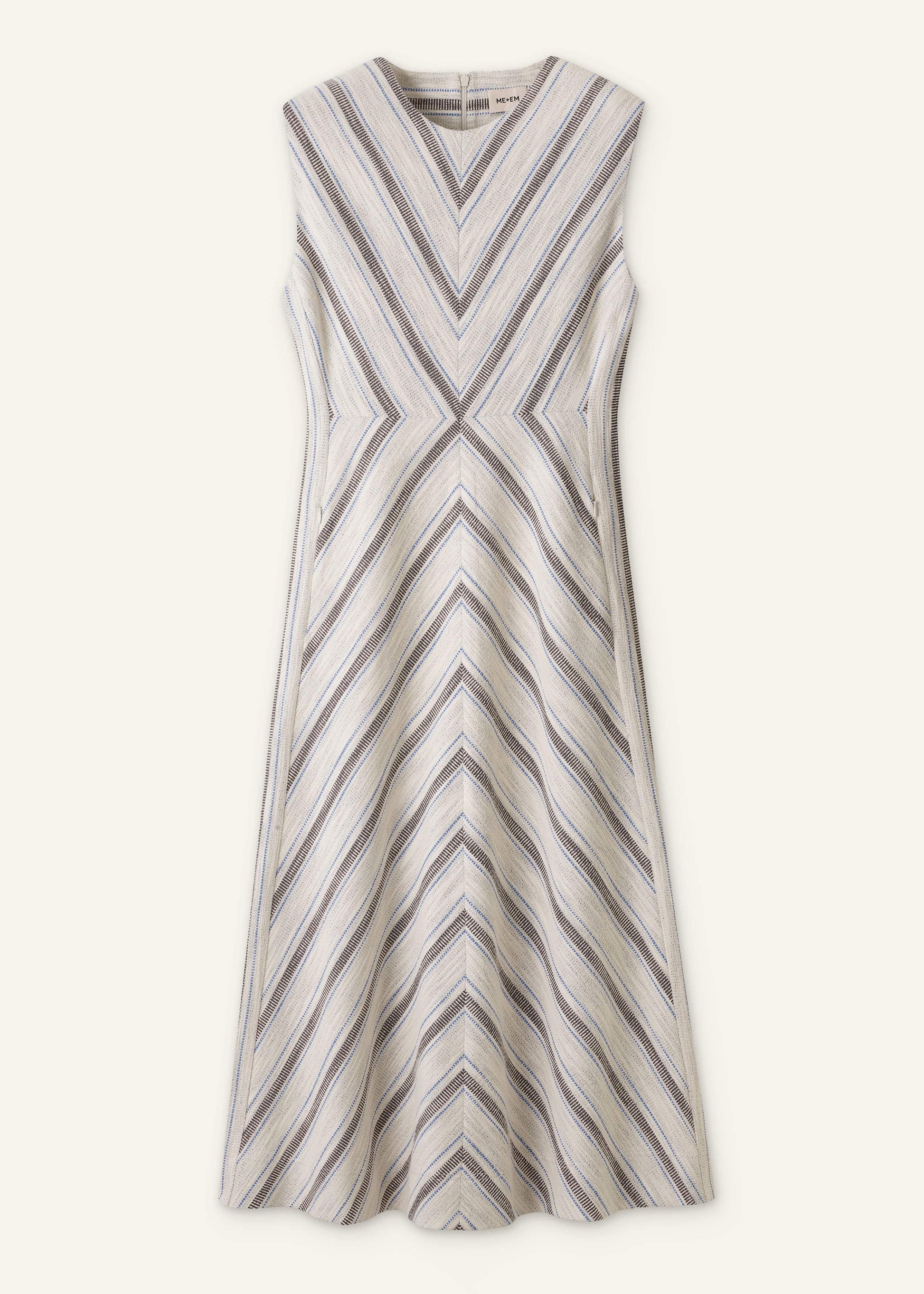Light Cream Fit + Flare Midi Dress