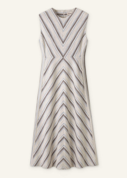 Light Cream Fit + Flare Midi Dress