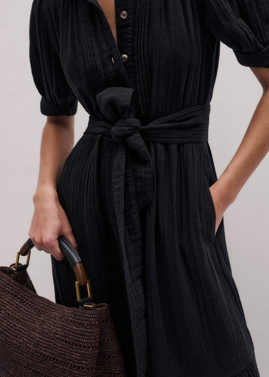 Black Cheesecloth Midi Shirt