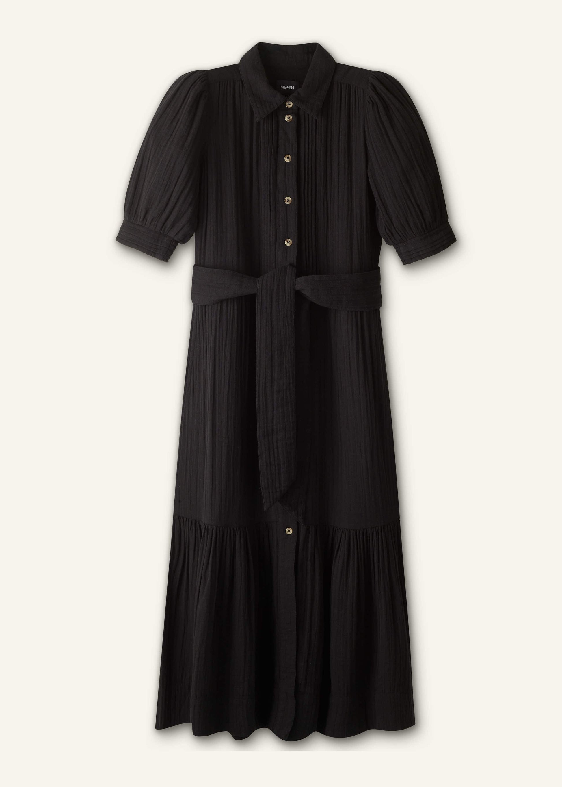 Black Cheesecloth Midi Shirt