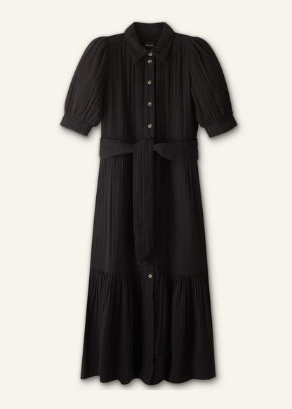 Black Cheesecloth Midi Shirt