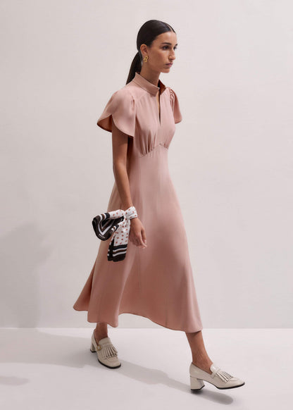 Smoke Pink Contrast Stitch Midi Dress