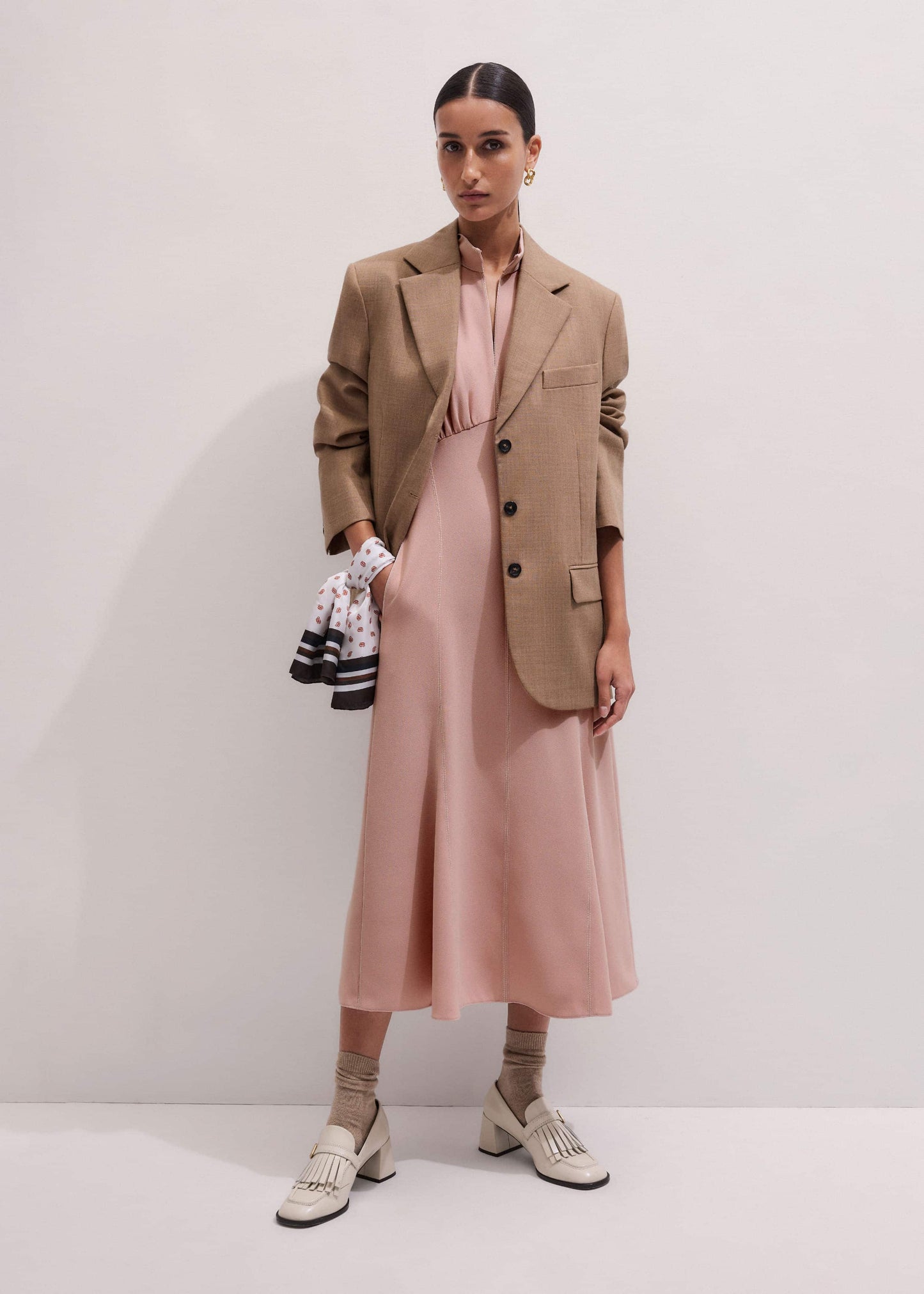 Smoke Pink Contrast Stitch Midi Dress