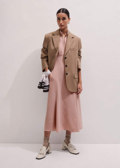 Smoke Pink Contrast Stitch Midi Dress
