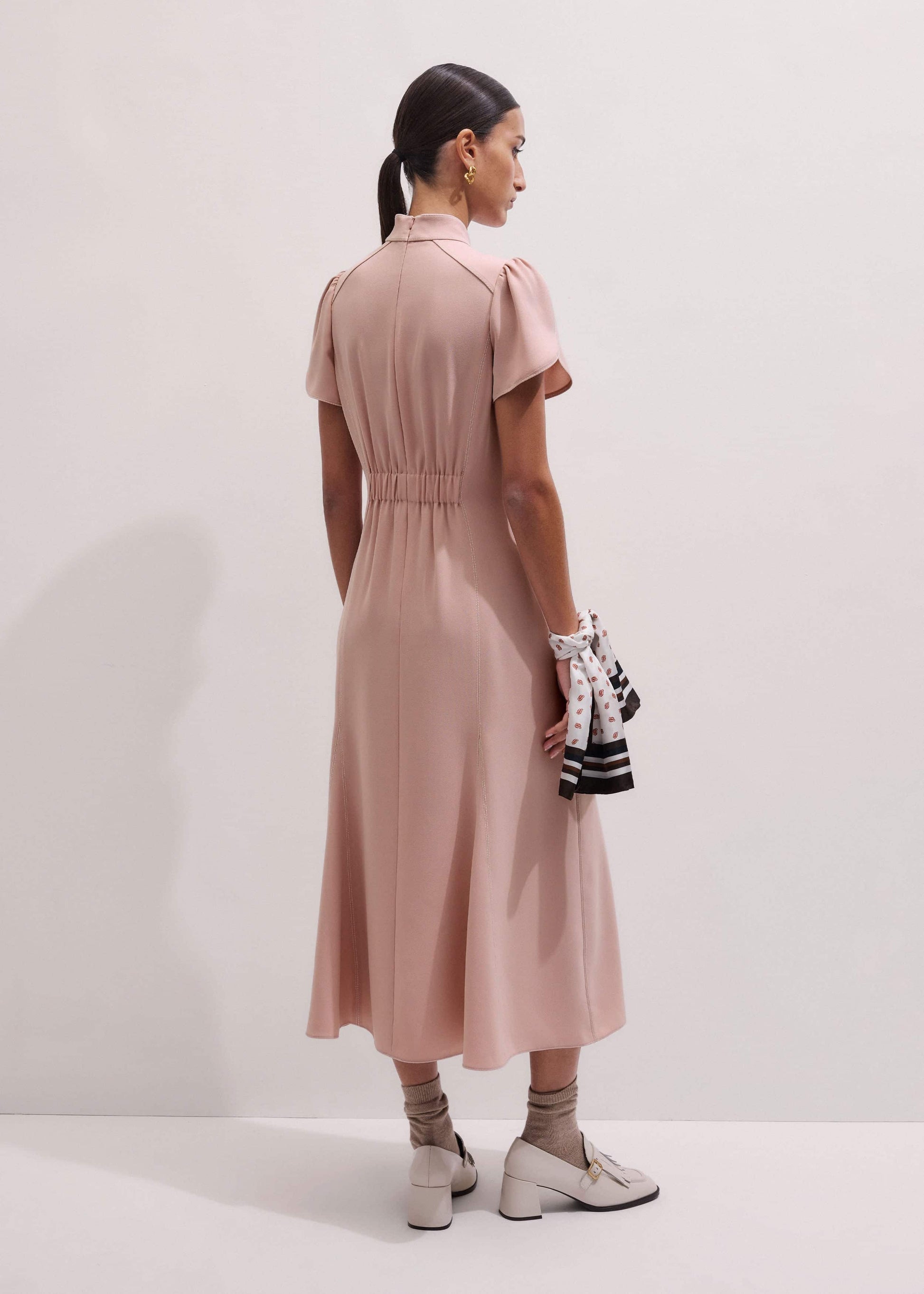 Smoke Pink Contrast Stitch Midi Dress
