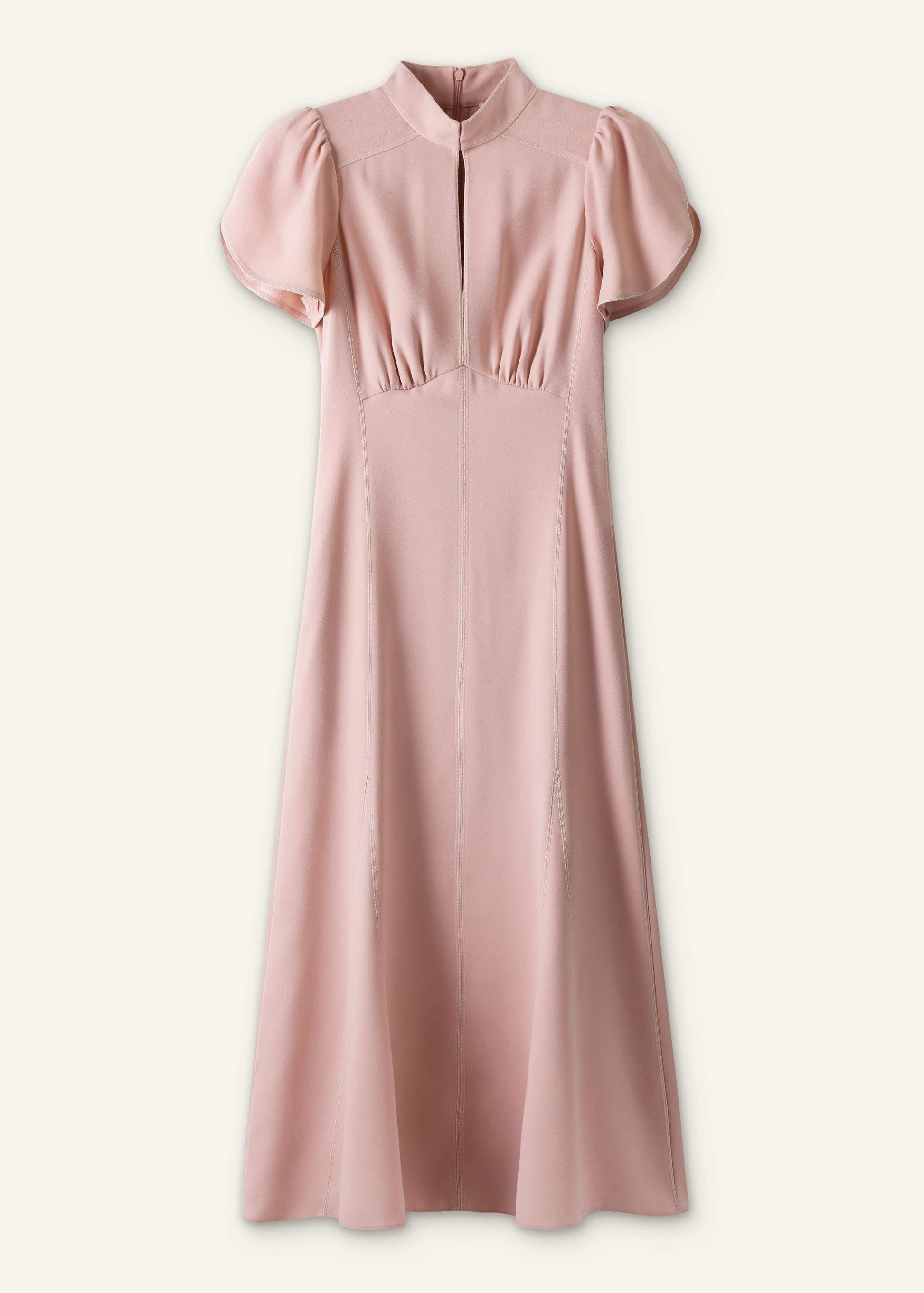 Smoke Pink Contrast Stitch Midi Dress