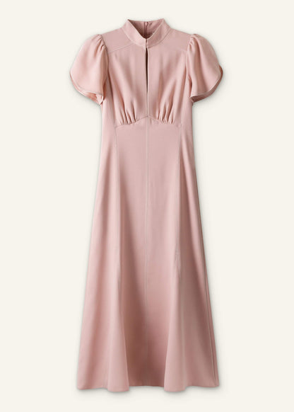 Smoke Pink Contrast Stitch Midi Dress