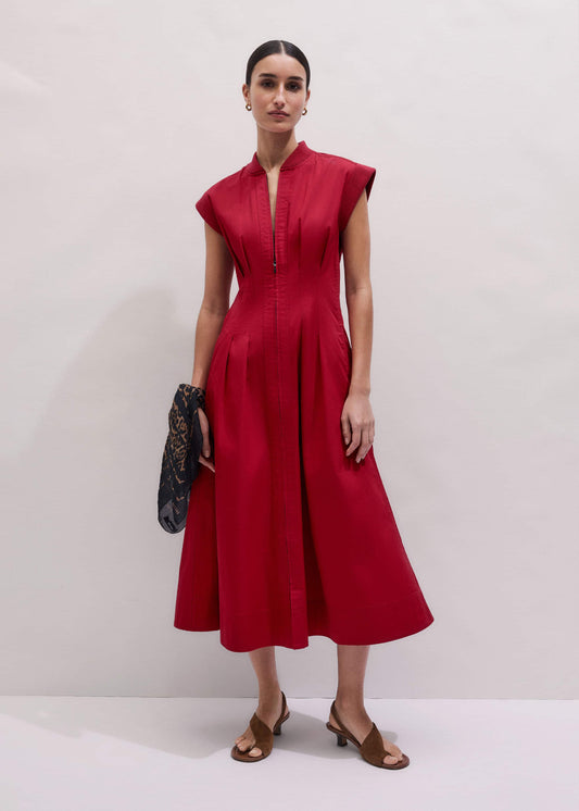 Red Sporty Smart Midi Dress