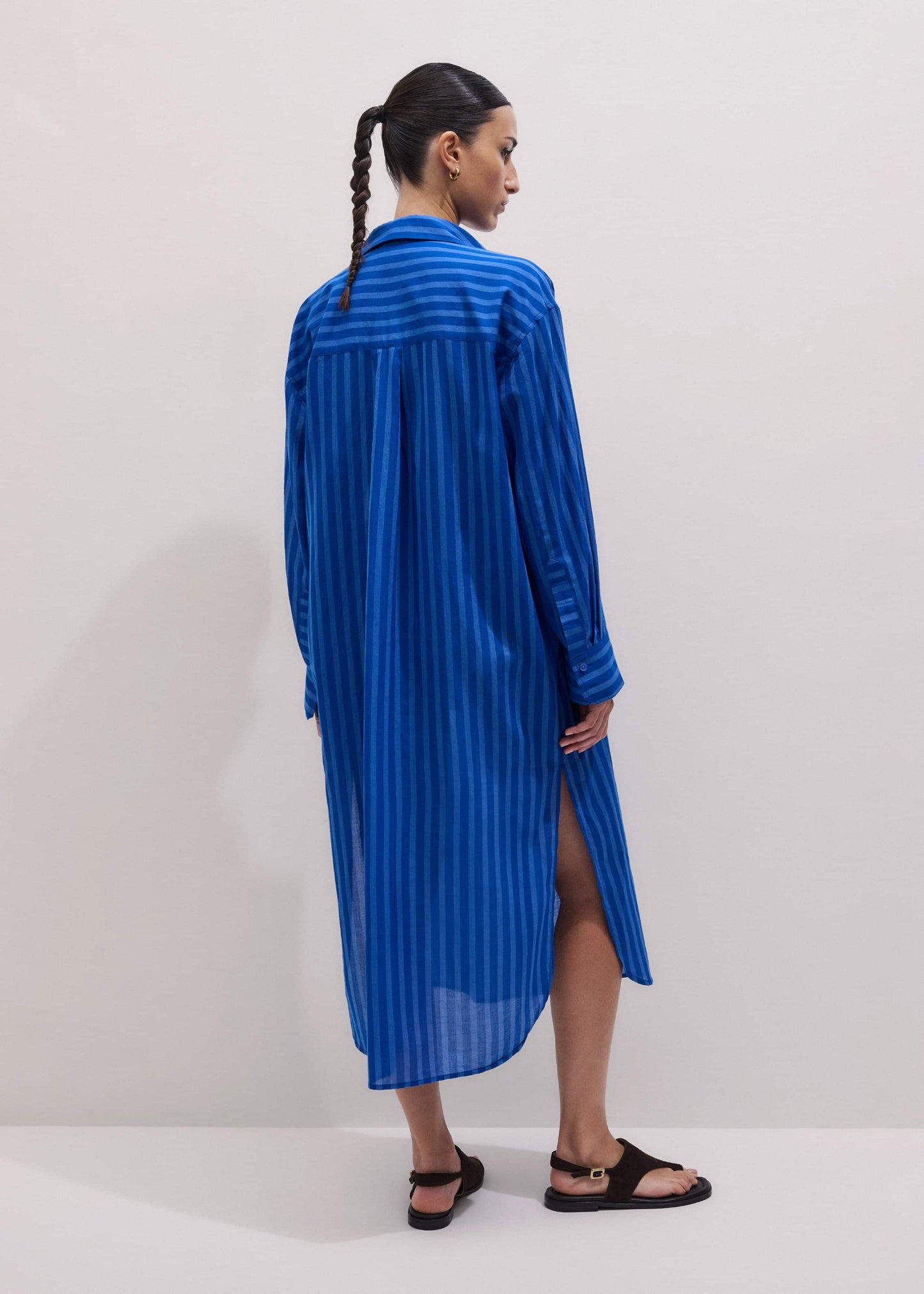 Blue Beach Midi Shirt Dress