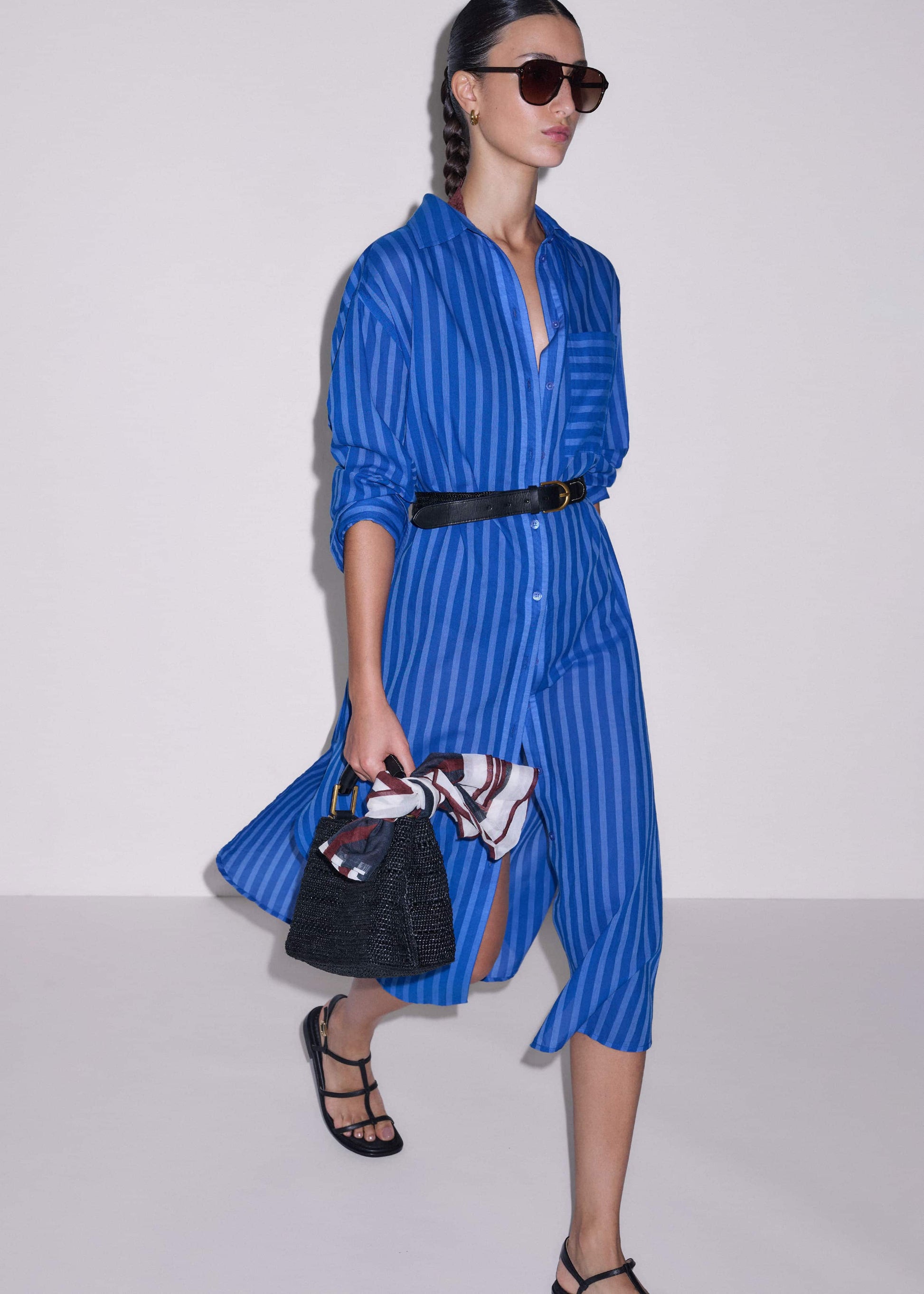 Blue Beach Midi Shirt Dress
