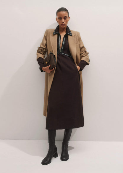 Brown Tweed Midi Dress