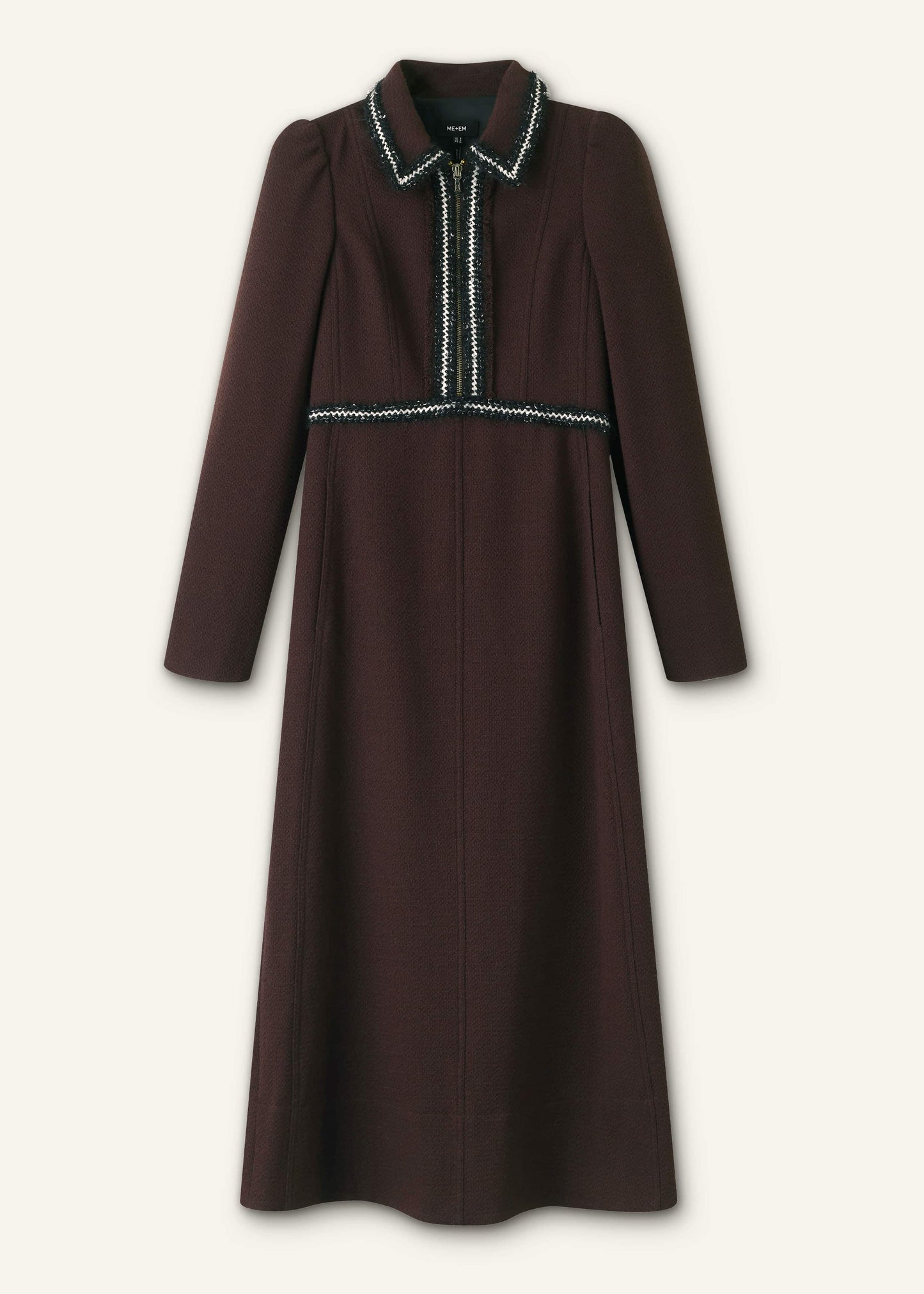 Brown Tweed Midi Dress