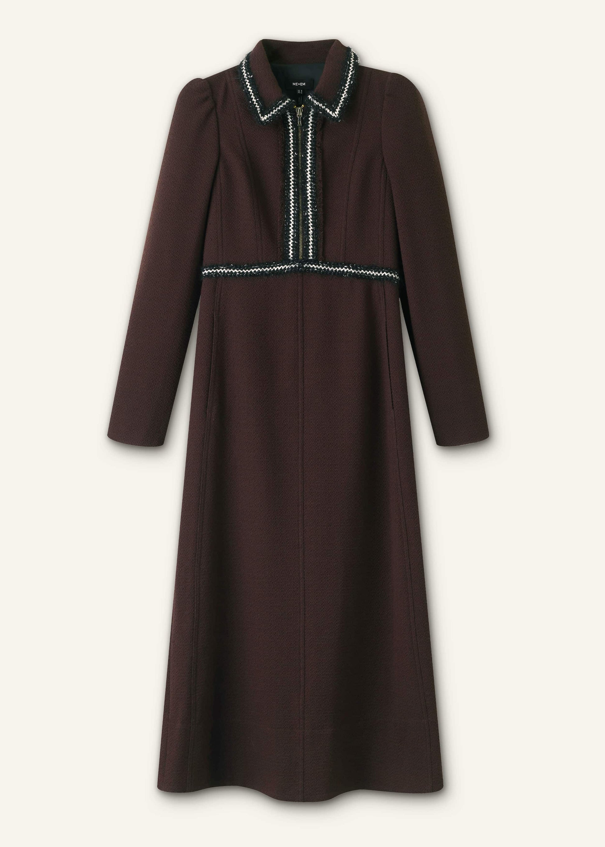 Brown Tweed Midi Dress