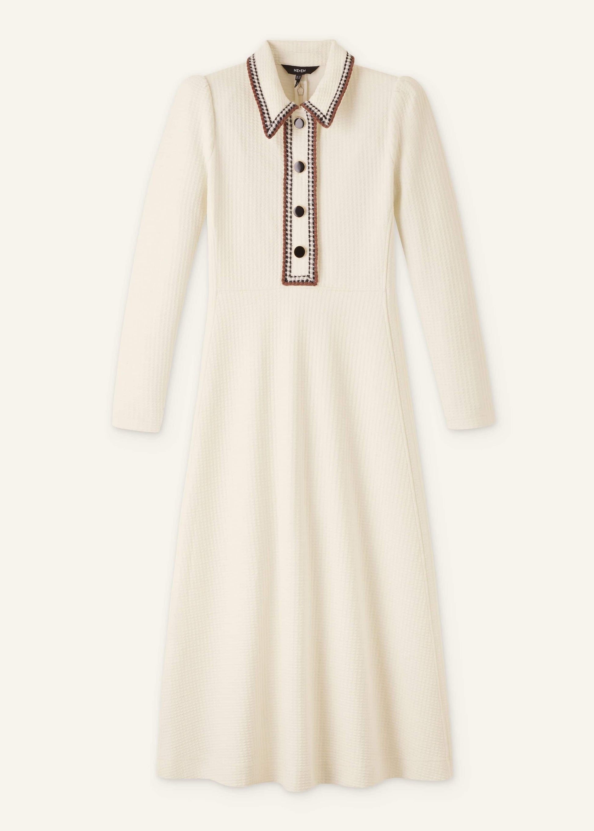 Cream Crochet Trim Fit and Flare Midi Dress