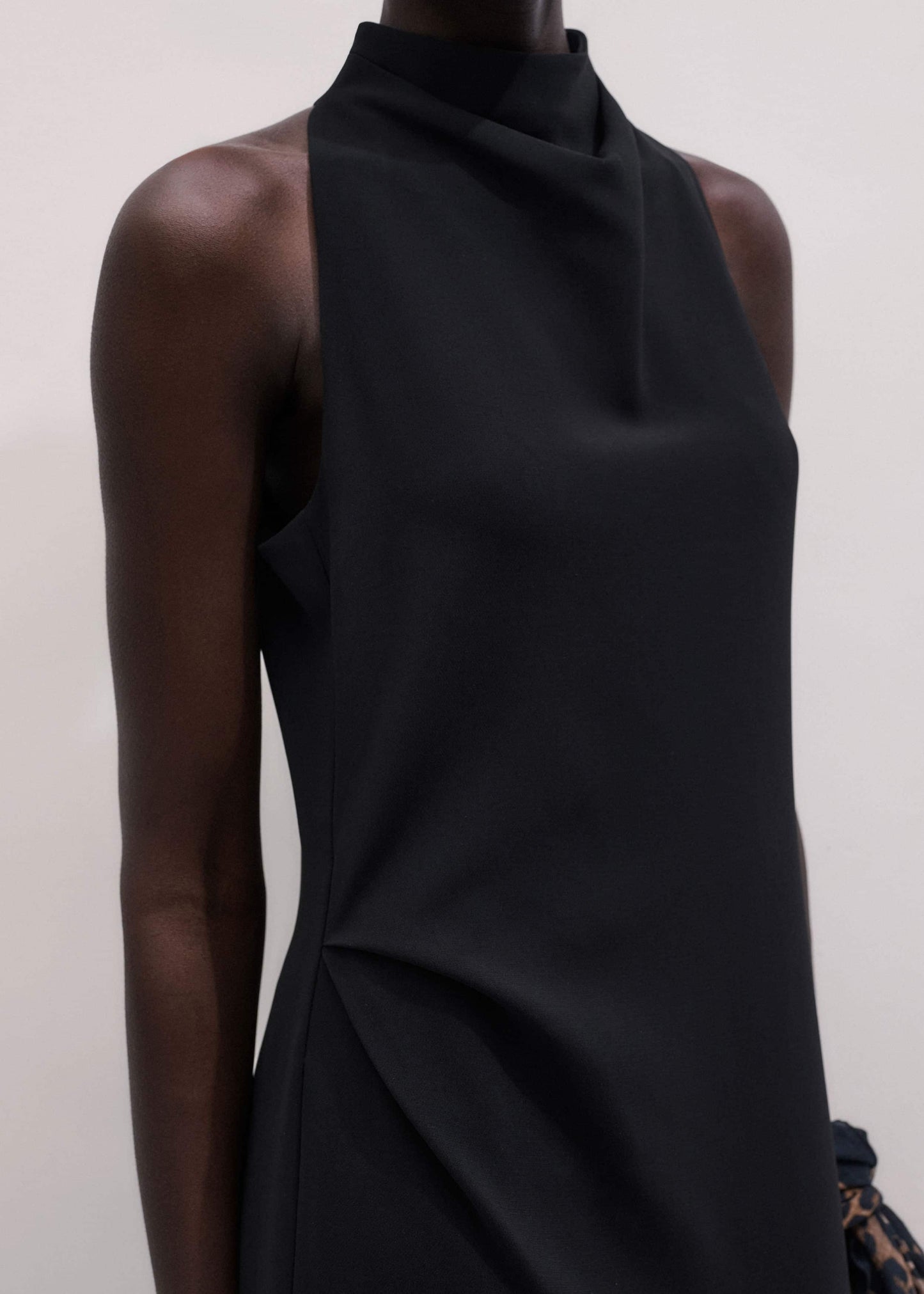 Black Draped Full Length Dress