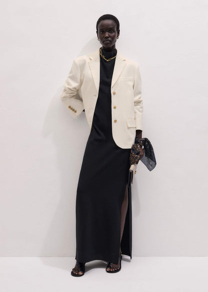 Black Draped Full Length Dress