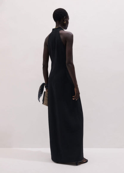 Black Draped Full Length Dress