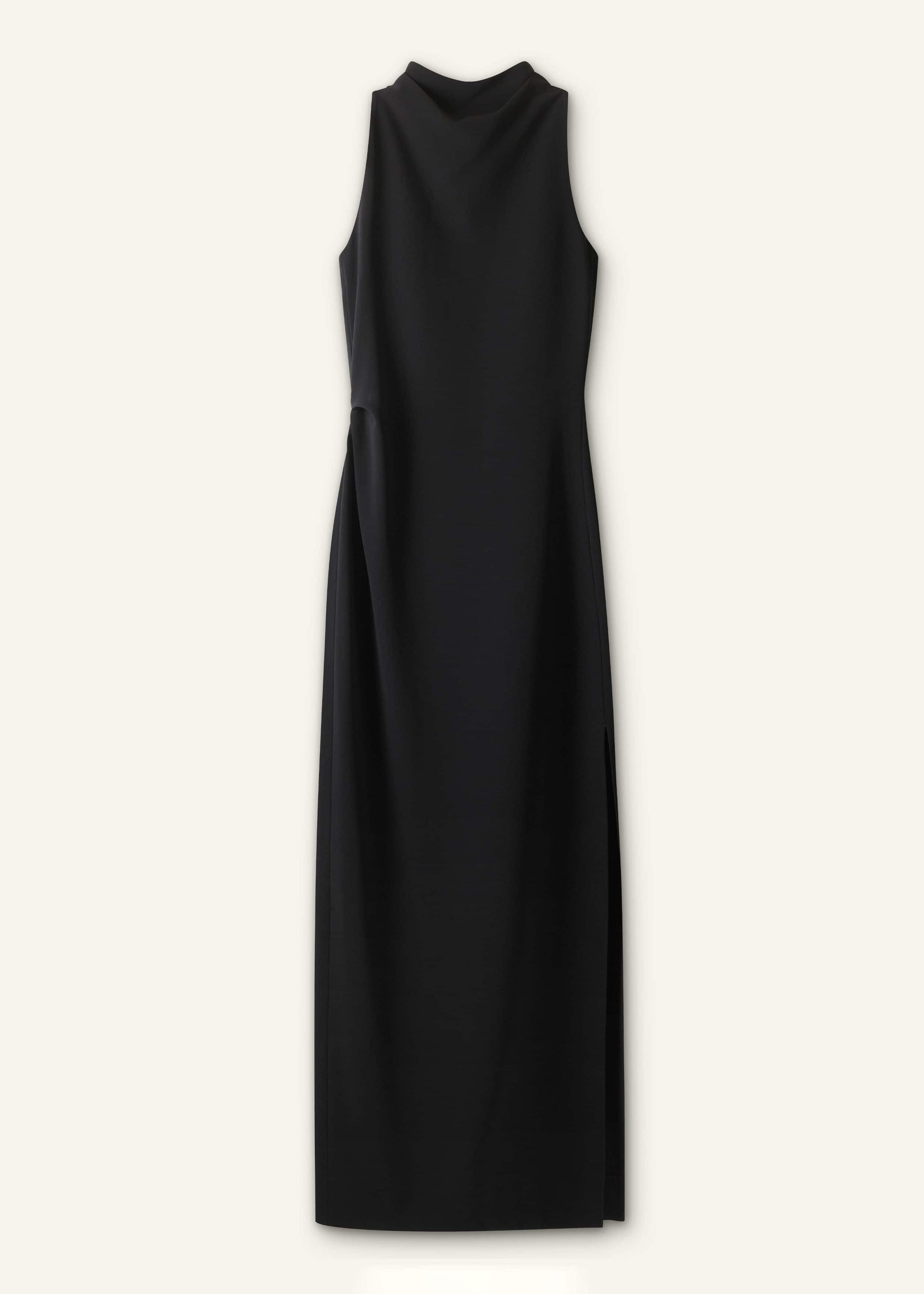 Black Draped Full Length Dress