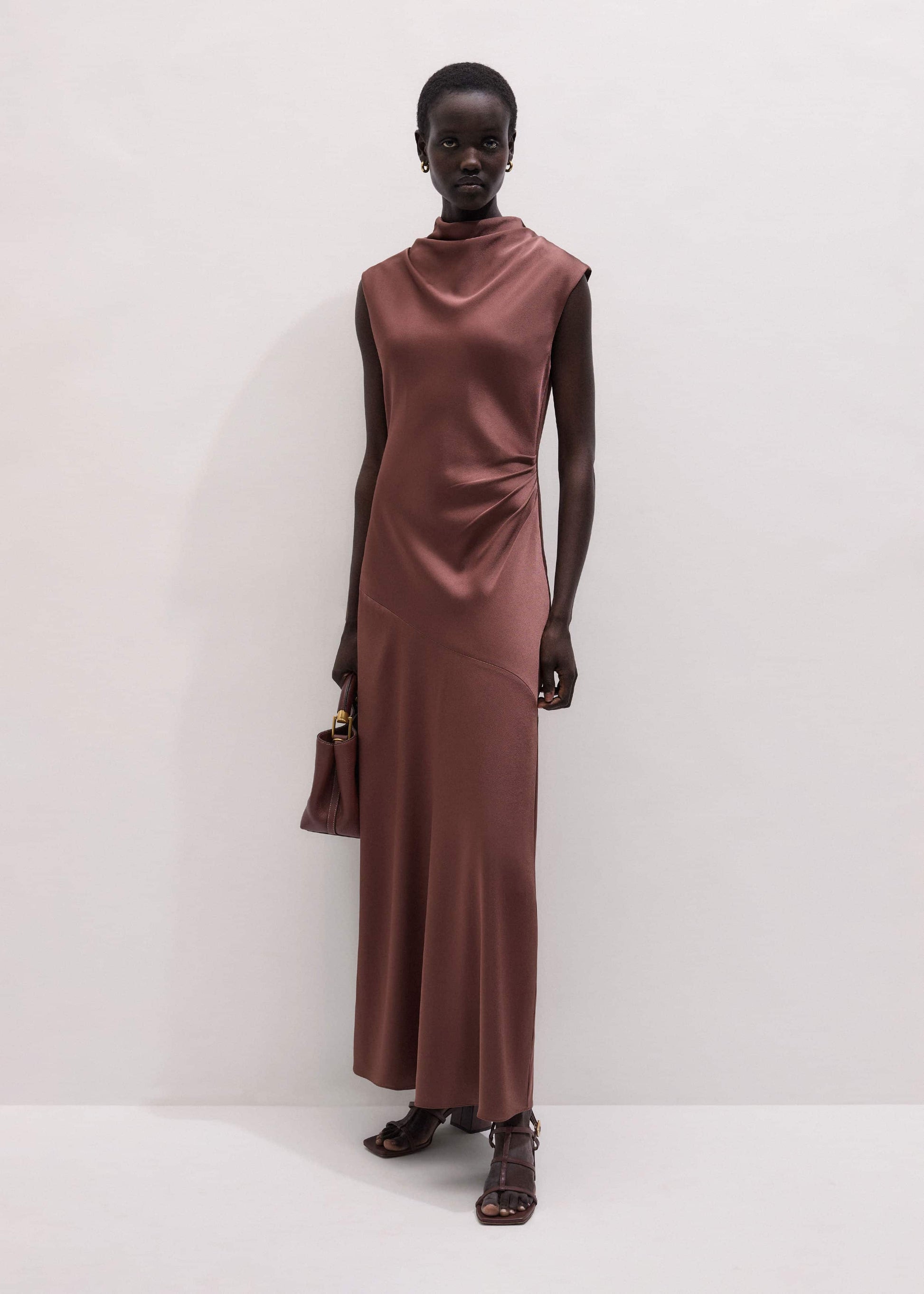 Cinnamon Bias Cut Full Length Dress