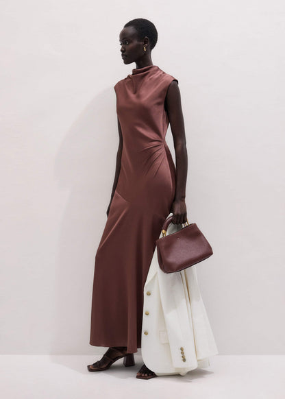 Cinnamon Bias Cut Full Length Dress
